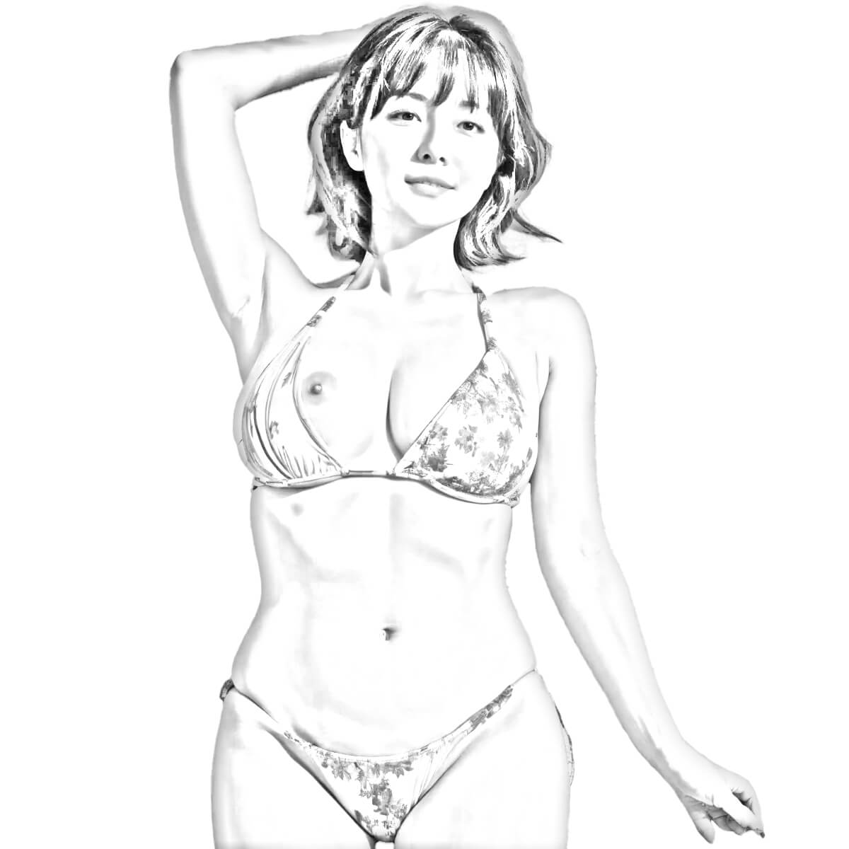 水着熟女 スケッチ